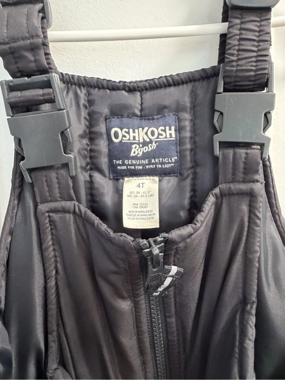 Oshkosh Kids Black Insulated Snow Bib Overalls